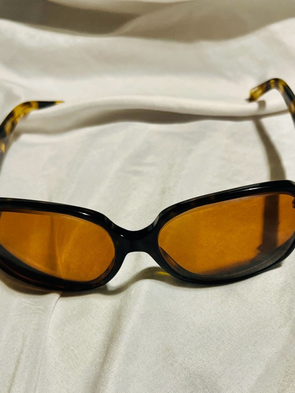 Tory Burch Oval Tortoiseshell Sunglasses with Amber Lenses